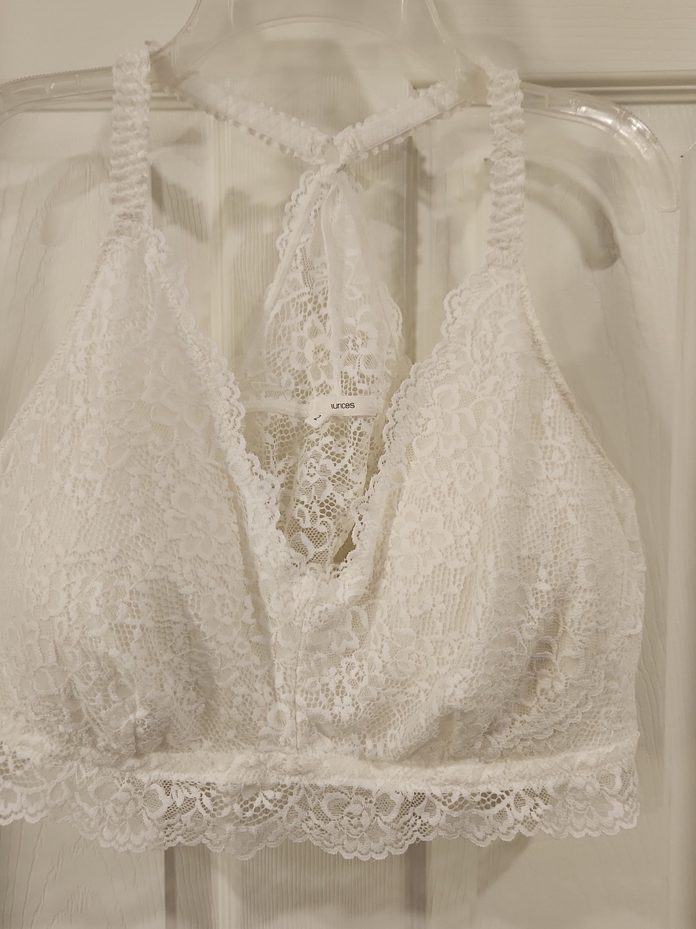NWT Maurices Womens Plus 2XL White Vintage Lace Halter Bralette Bra